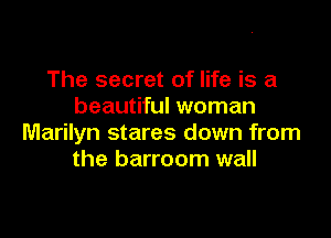 The secret of life is a
beautiful woman

Marilyn stares down from
the barroom wall