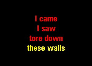 I came
I saw

tore down
these walls