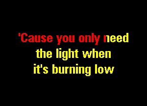 'Cause you only need

the light when
it's burning low