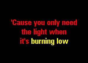 'Cause you only need

the light when
it's burning low