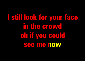 I still look for your face
in the crowd

oh if you could
see me now