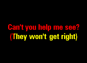 Can't you help me see?

(They won't get right)