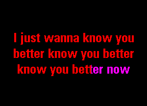 I just wanna know you

better know you better
know you better now