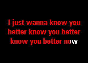 I just wanna know you

better know you better
know you better now