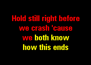 Hold still right before
we crash 'cause

we both know
how this ends