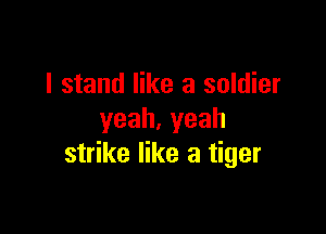 I stand like a soldier

yeah.yeah
strike like a tiger