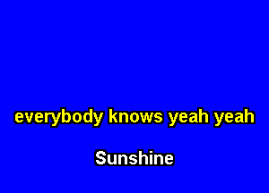 everybody knows yeah yeah

Sunshine
