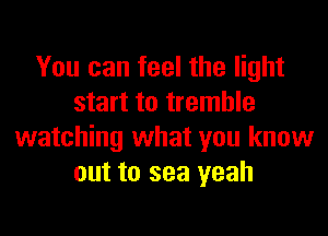 You can feel the light
start to tremble
watching what you know
out to sea yeah