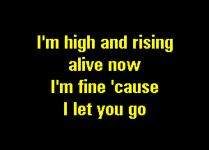 I'm high and rising
alive now

I'm fine 'cause
I let you go