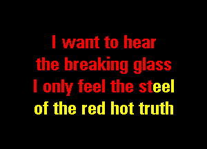 I want to hear
the breaking glass

I only feel the steel
of the red hot truth