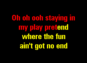 Oh oh ooh staying in
my play pretend

where the fun
ain't got no end