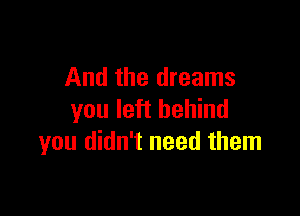 And the dreams

you left behind
you didn't need them