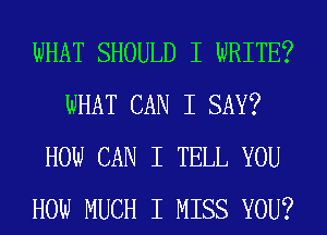 WHAT SHOULD I WRITE?
WHAT CAN I SAY?
HOW CAN I TELL YOU
HOW MUCH I MISS YOU?