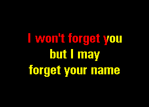 I won't forget you

but I may
forget your name
