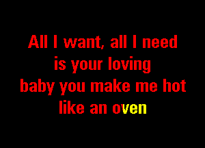All I want, all I need
is your loving

baby you make me hot
like an oven