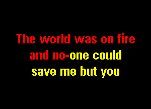 The world was on fire

and no-one could
save me but you