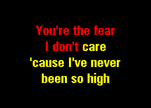 You're the fear
I don't care

'cause I've never
been so high