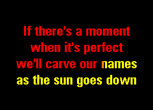 If there's a moment
when it's perfect
we'll carve our names
as the sun goes down