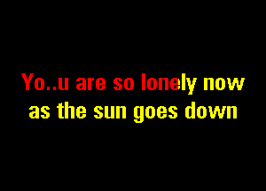 Yo..u are so lonely now

as the sun goes down