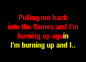 Pulling me back
into the flames and I'm
burning up again
I'm burning up and l..