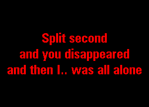 Sthsecond

and you disappeared
and then l.. was all alone