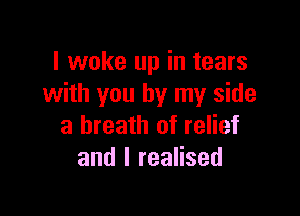 I woke up in tears
with you by my side

a breath of relief
and I realised