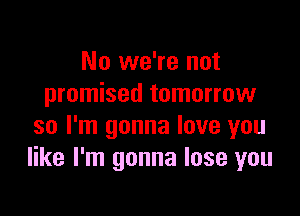 No we're not
promised tomorrow

so I'm gonna love you
like I'm gonna lose you