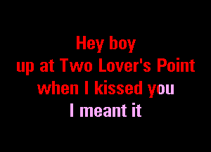 Hey boy
up at Two Lover's Point

when I kissed you
I meant it