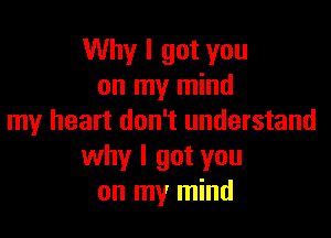 Why I got you
on my mind

my heart don't understand
why I got you
on my mind