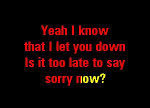 Yeah I know
that I let you down

Is it too late to say
sorry now?