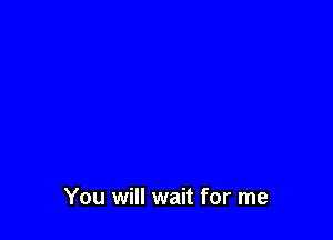 You will wait for me