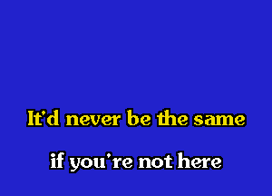 It'd never be the same

if you're not here