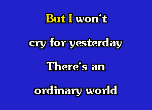 But I won't

cry for yesterday

There's an

ordinary world