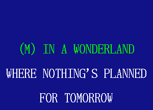 (M) IN A WONDERLAND
WHERE NOTHINGS PLANNED
FOR TOMORROW