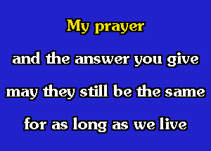 My prayer
and the answer you give
may they still be the same

for as long as we live
