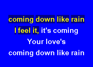 coming down like rain

Ifeel it, it's coming

Your Iove's
coming down like rain