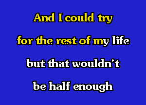 And I could try

for the rest of my life
but that wouldn't

be half enough