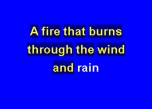 A fire that burns
through the wind

and rain