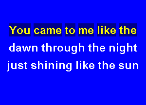 You came to me like the

dawn through the night

just shining like the sun