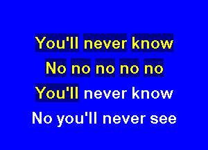 You'll never know
No no no no no
You'll never know

No you'll never see