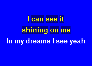 Ican see it
shining on me

In my dreams I see yeah