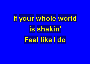 If your whole world

is shakin'
Feel like I do