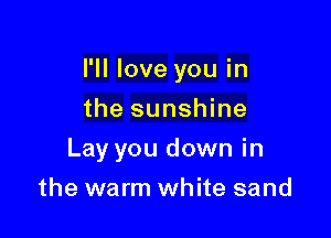 I'll love you in

the sunshine
Lay you down in
the warm white sand