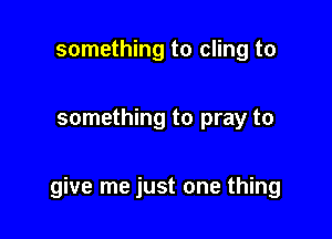 something to cling to

something to pray to

give me just one thing