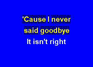 'Cause I never
said goodbye

It isn't right