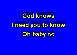 God knows
I need you to know

Oh baby no