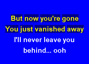 But now you're gone
You just vanished away

I'll never leave you
behind... ooh