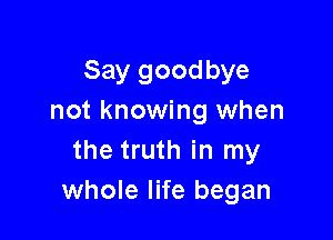 Say goodbye
not knowing when

the truth in my
whole life began