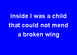 Inside I was a child
that could not mend

a broken wing