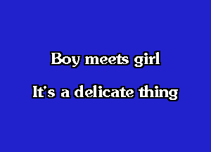 Boy meets girl

It's a delicate thing